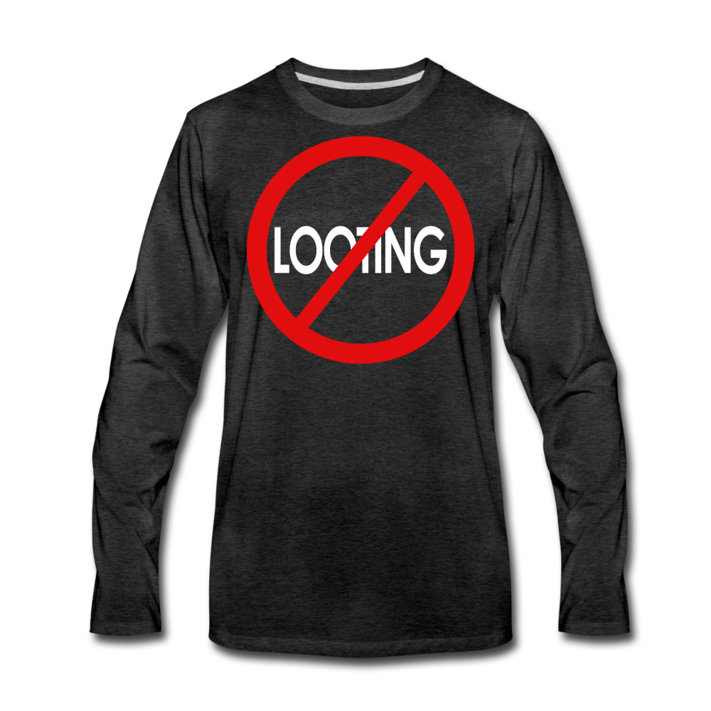 No Looting Premium LS/MenRBlkC - charcoal gray