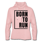 Born to Run/Rough-Cut Hem Lightweight  Hoodie/UniBlk - cream heather pink