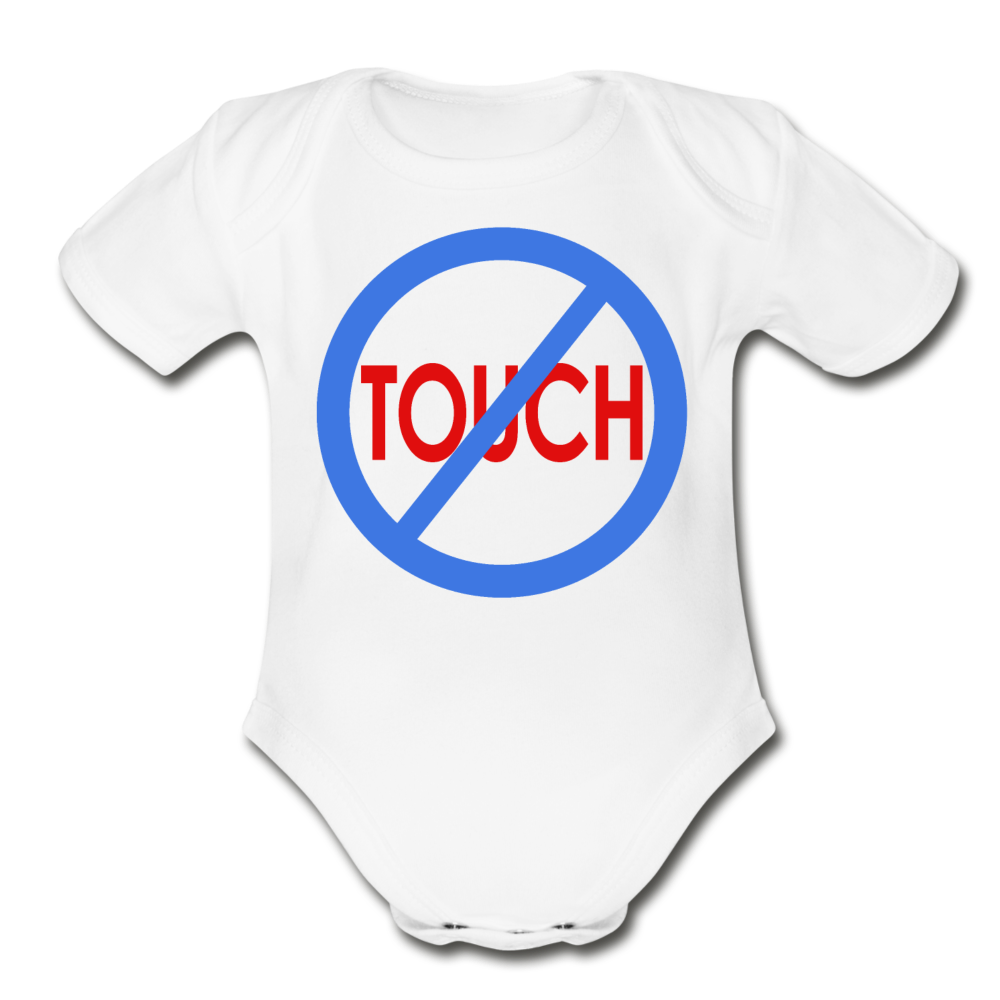 Don't Touch Organic Baby Onsie/BluRC - white