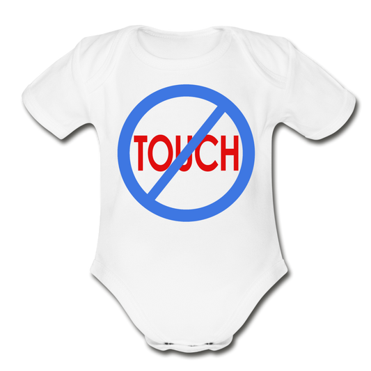 Don't Touch Organic Baby Onsie/BluRC - white