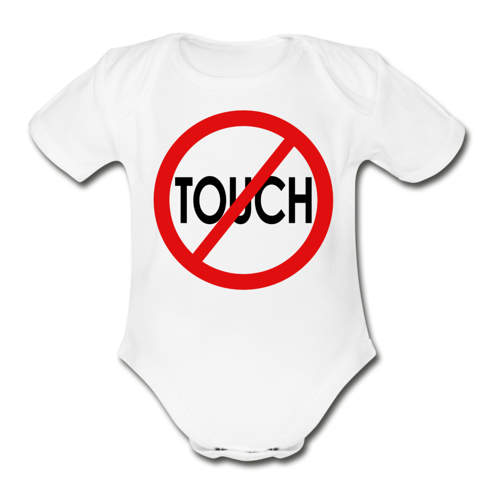 Don't Touch Organic Baby Onsie/RBlkC - white