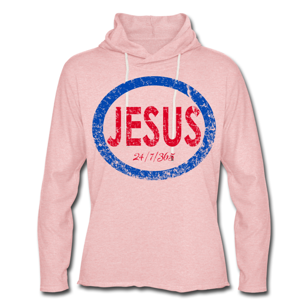 Jesus 24/7/365 Unisex Rough-Cut Lightweight Hoodie BlueRD - cream heather pink