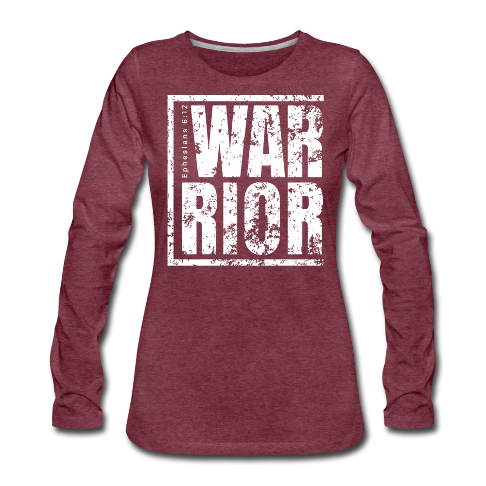 Warrior / Wom. Premium LSW Distressed - heather burgundy