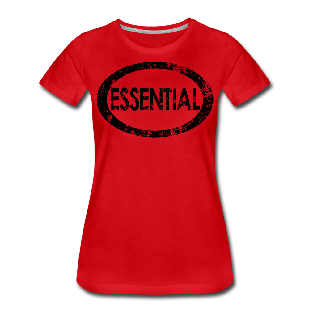 Essential / Wom. Perfectly Basic / unCommenTees Distressed Black - red
