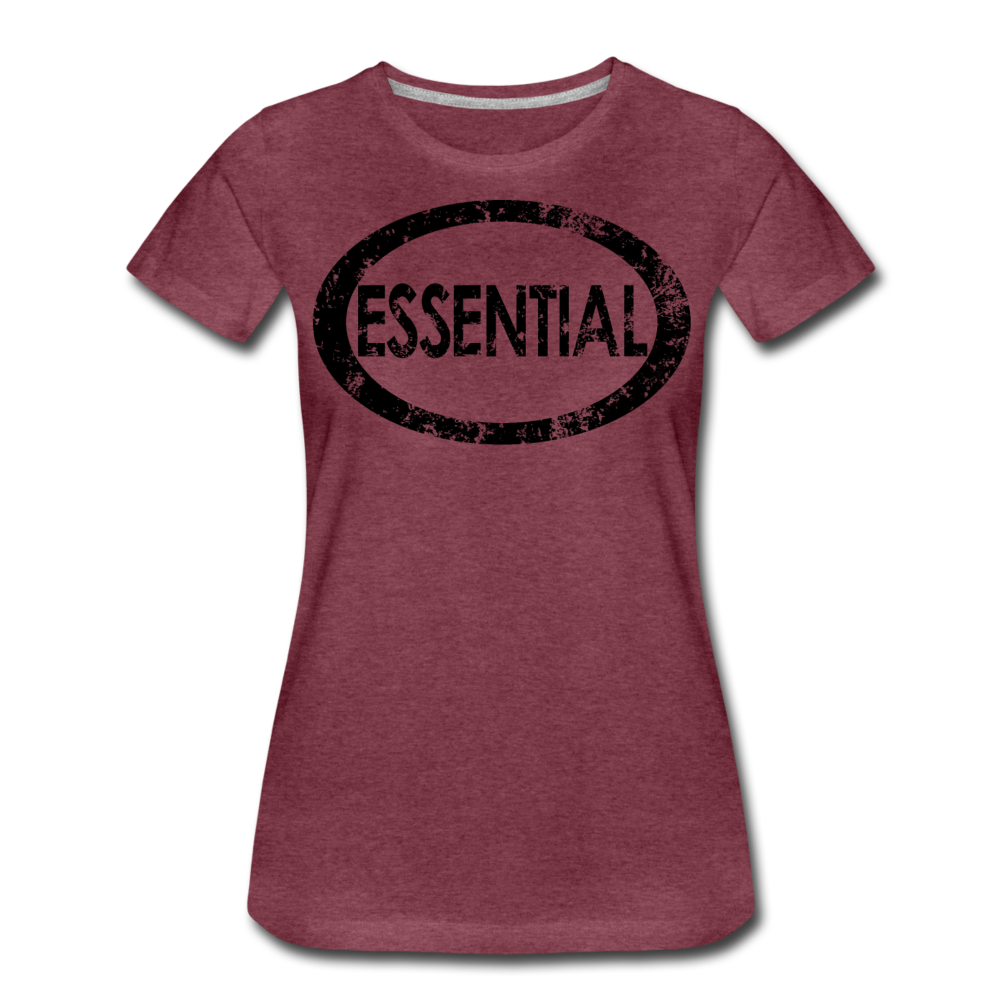 Essential / Wom. Perfectly Basic / unCommenTees Distressed Black - heather burgundy