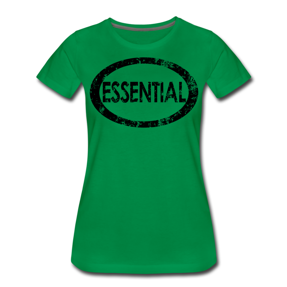 Essential / Wom. Perfectly Basic / unCommenTees Distressed Black - kelly green
