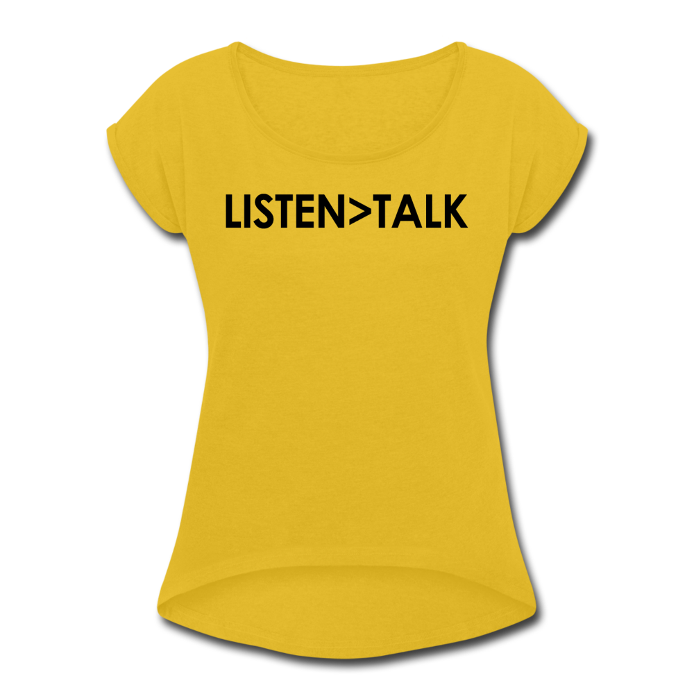 Listen More, Talk Less / Wom. Tennis Tail Blk - mustard yellow