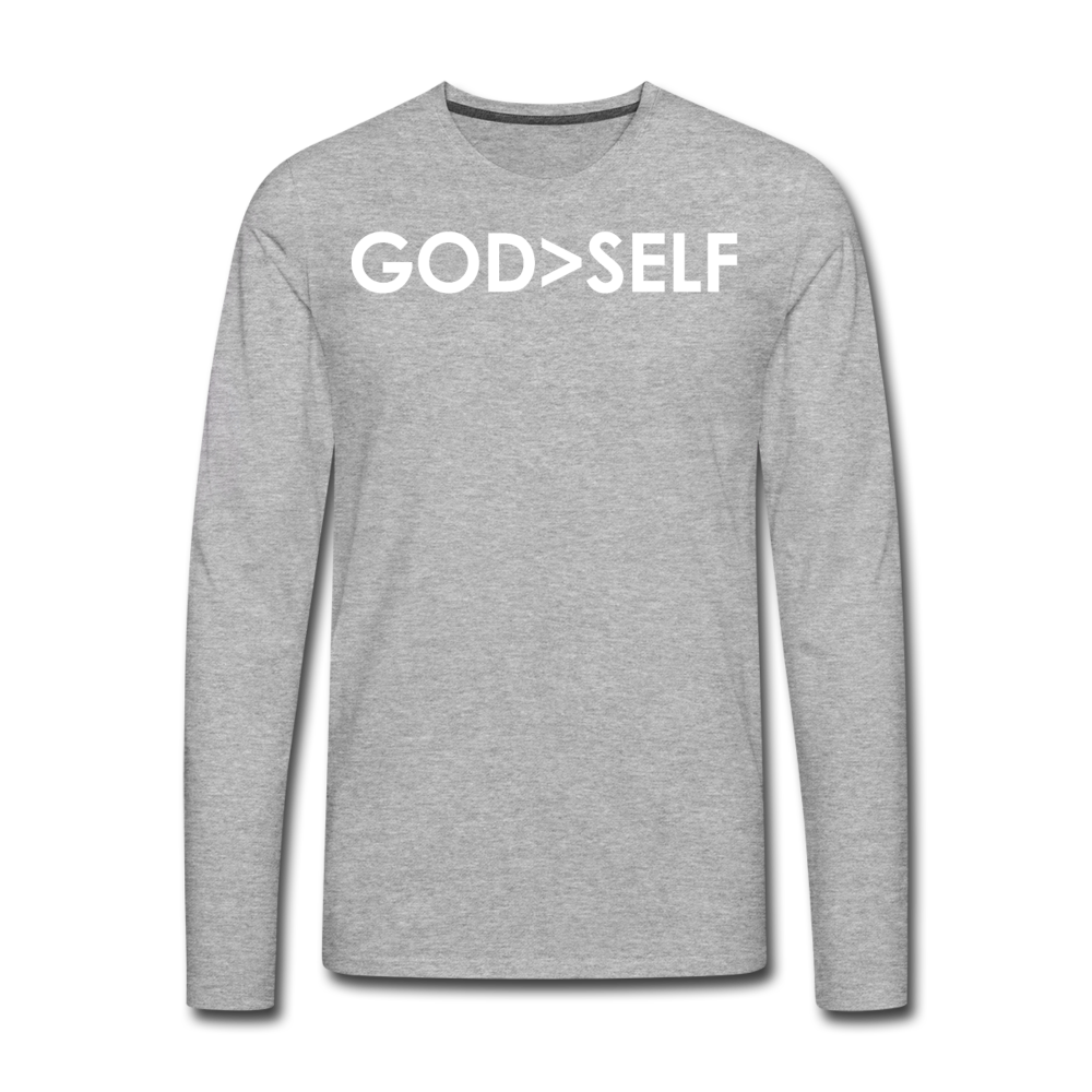 God Over Self / Men Premium LSW - heather gray