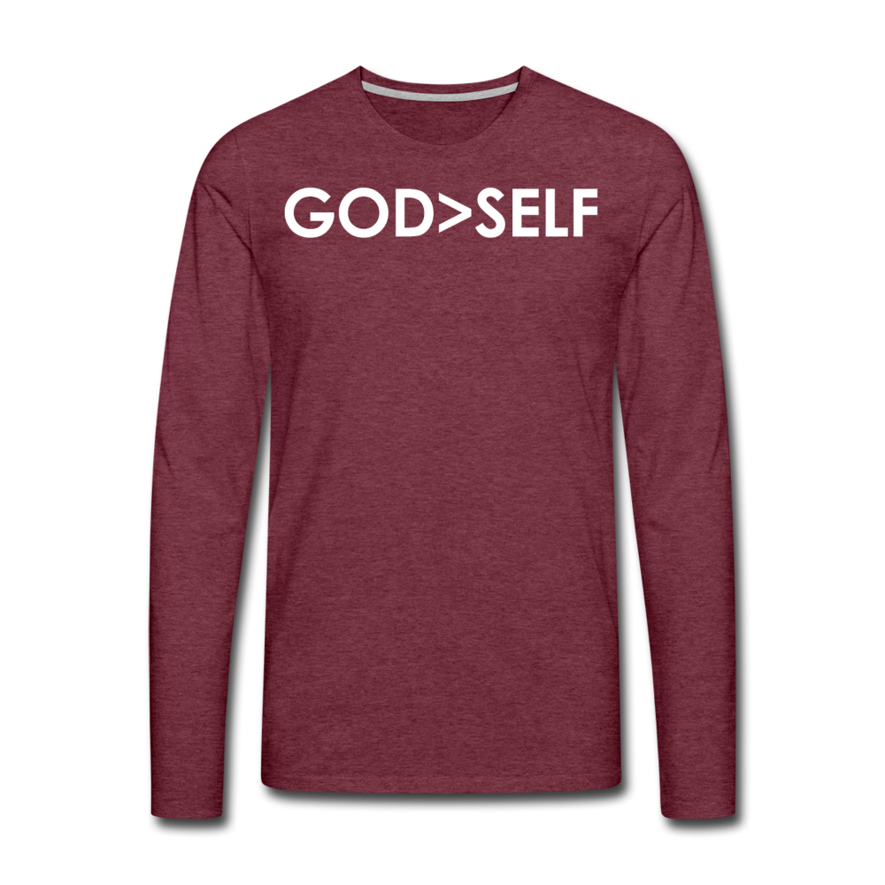 God Over Self / Men Premium LSW - heather burgundy
