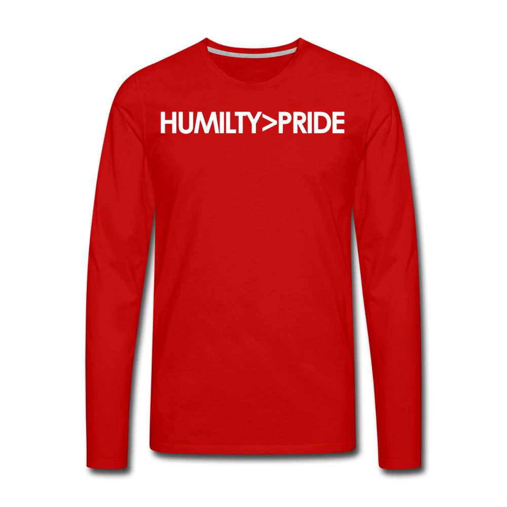 Humility Over Pride / Men Premium LSW - red