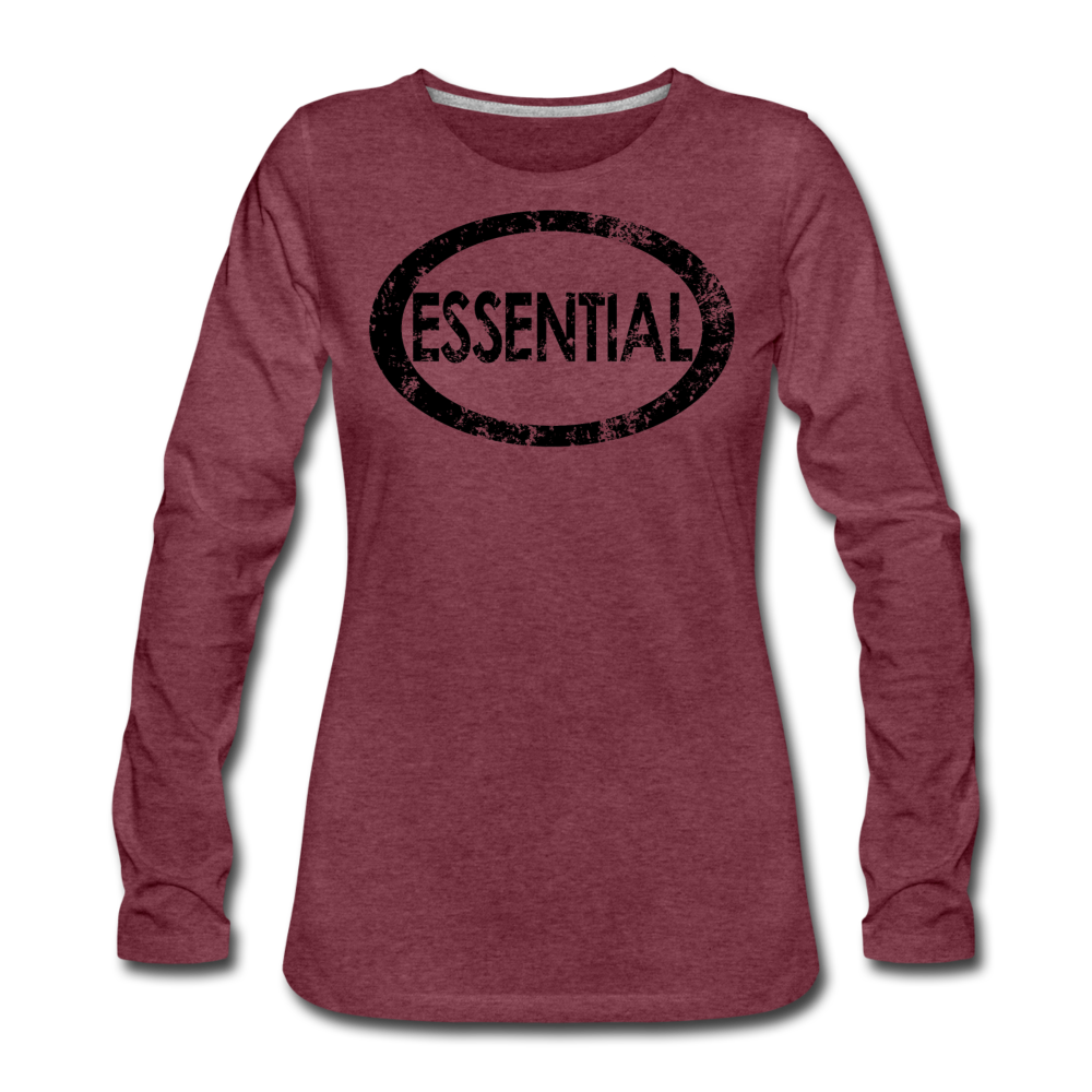 Essential / Wom. Premium LSDBlk - heather burgundy